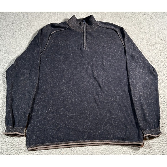 The Normal Brand Sweater Mens Large Black Mock Neck Raglan Sleeve Quarter Zip - Picture 1 of 9